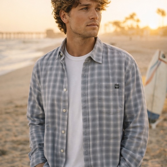 Billabong Other - Billabong Gray Gingham Plaid Long Sleeve Button Down Casual Shirt XL